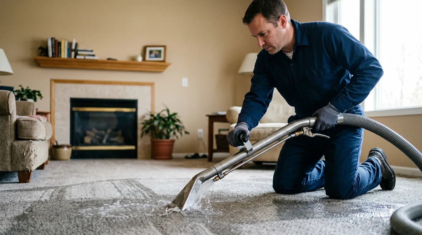 Water damage restoration technician working near North East, PA